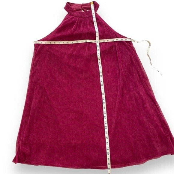 Nine West Dresses Nine West Mockneck SleevelesSwing Mini Dress Metallic Burgundy - Picture 10 of 15